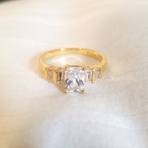 Vintage Edco Gold Rhinestone Engagement Ring